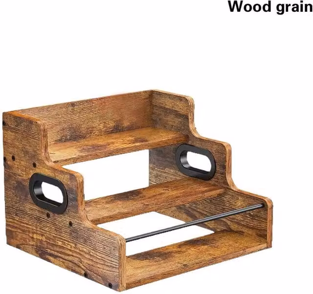 VOGREX Industrial Wooden and Metal Countertop Wine Bottle Display Rack in Brown