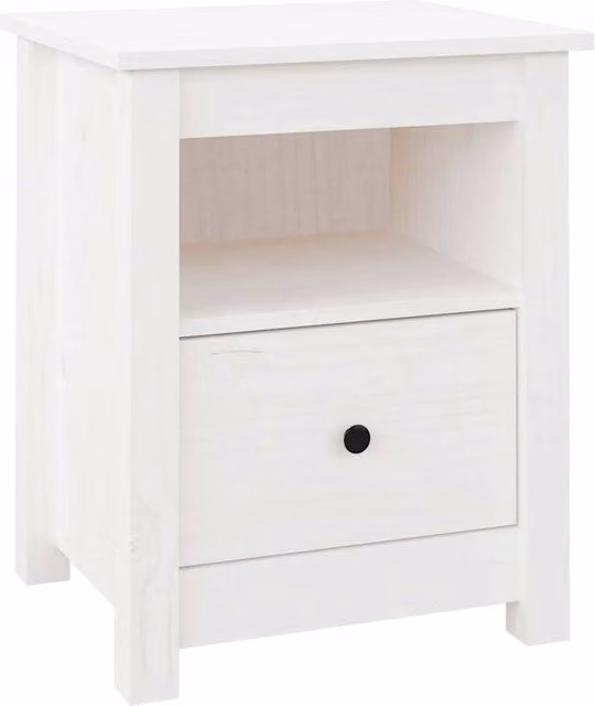 Berkfield Home White Rustic Solid Wood Pine Bedside Cabinet W/D/H: 40 x 35 x 49 cm – 1