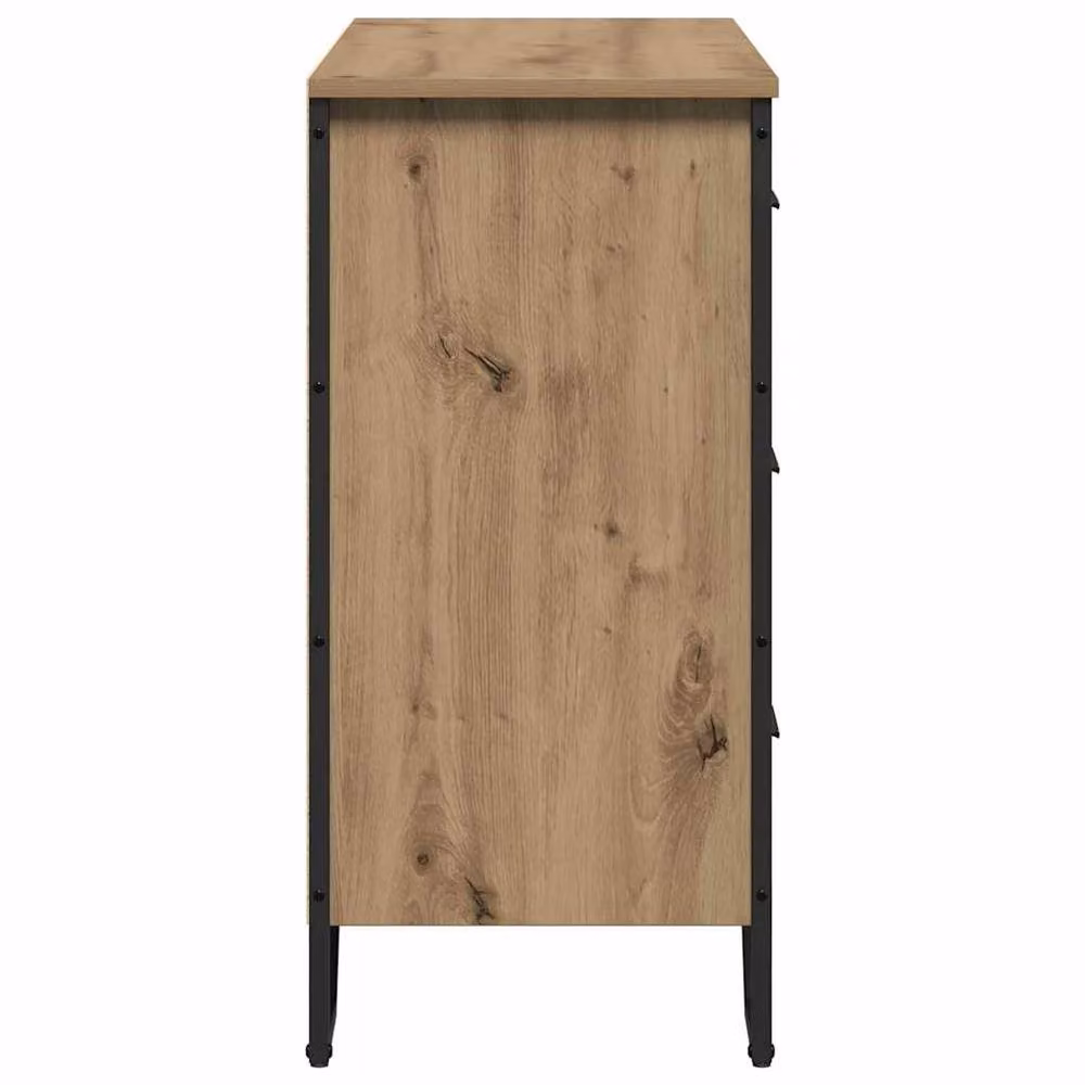 Berkfield Home Practical Artisan Oak Chest of Drawers in Brown, W/D/H: 91 x 35.5 x 74.5 cm – 3