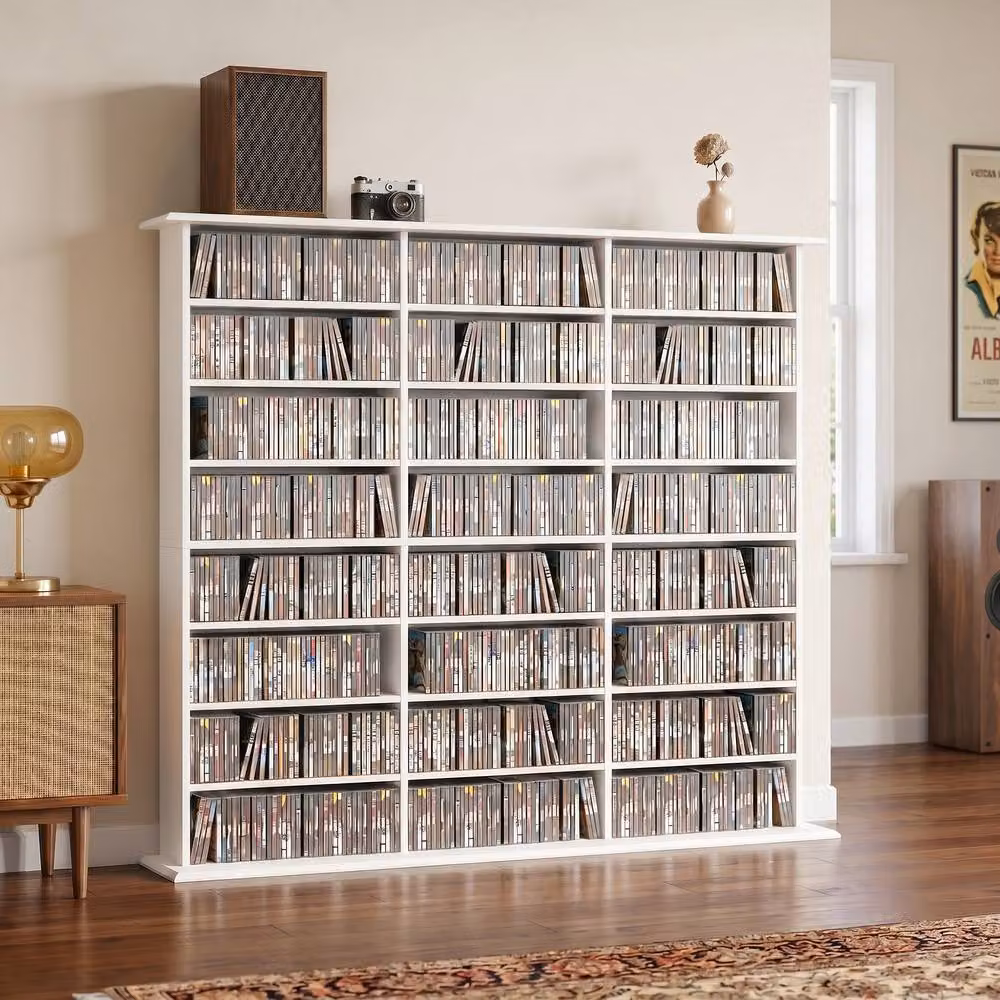 Rolipo 1032 CD and DVD Media Storage Unit in White with 18 Adjustable Shelves – 2