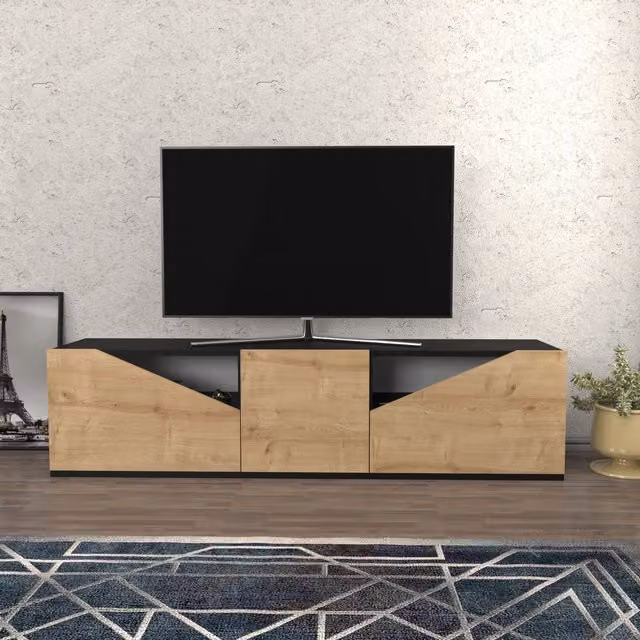 Carson Modern Geometric TV Unit in Red