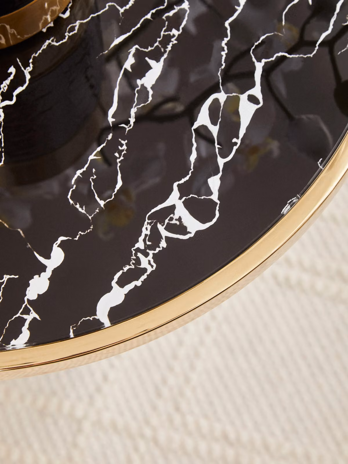 Orsina Round Black Marble Side Table with Gold Stainless Steel Frame – 3