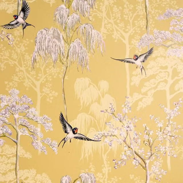 Arthouse Garden Botanical Floral Wallpaper in Yellow, Matt Finish, W/H: 53 x 53 cm