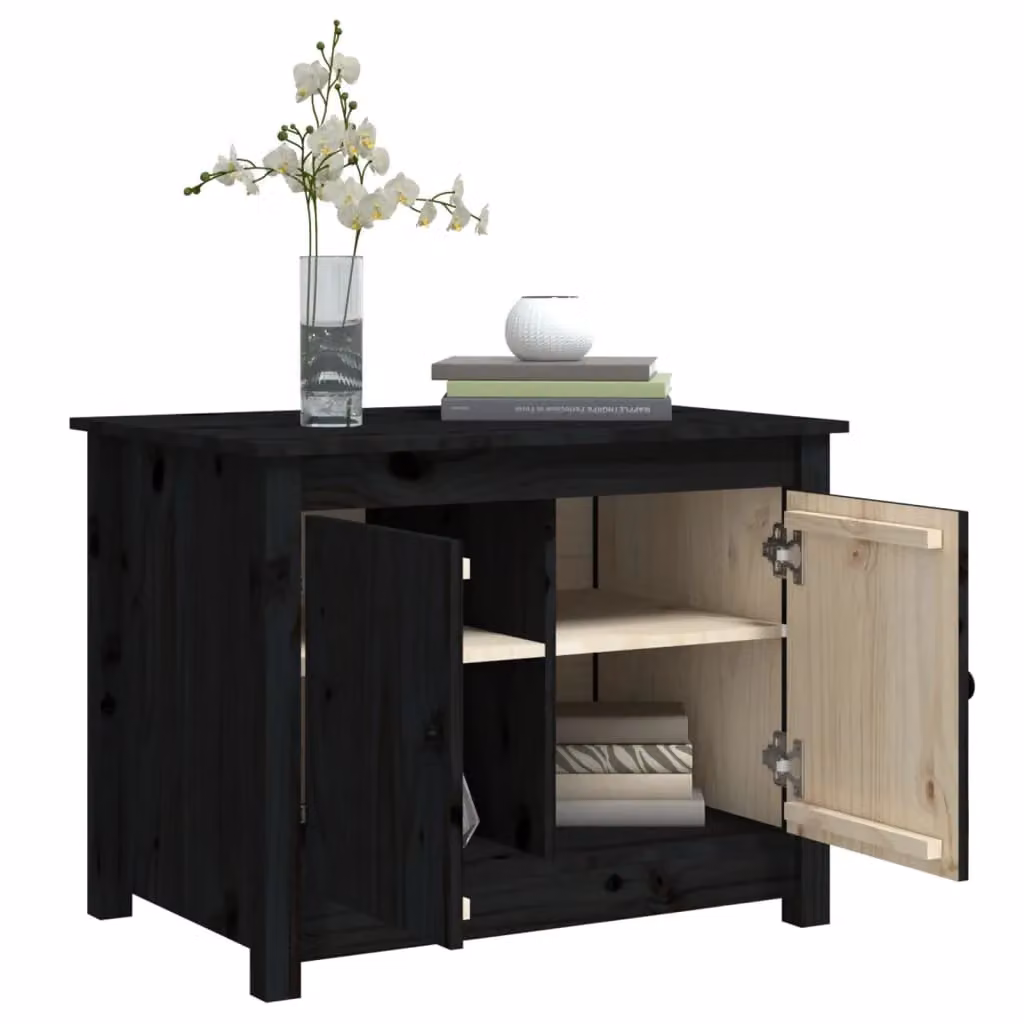 Berkfield Home Black Rustic Solid Pine Coffee Table W: 71 cm, D: 49 cm, H: 55 cm – 3