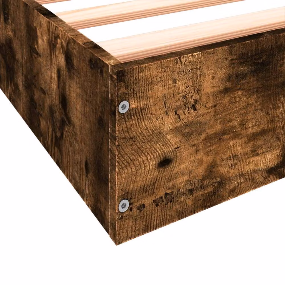 Berkfield Home Small Single Wood Bed Frame in Smoked Oak Brown, W: 75 cm, L: 190 cm – 5