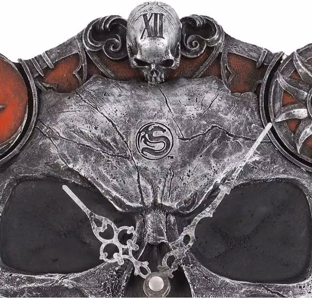 KDMK Skull Timekeeper Hands Of Death Resin Analog Wall Clock, Grey, Diameter: 29.21 cm