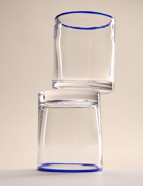 M&S Set of 2 Blue Transparent Glass Tumblers