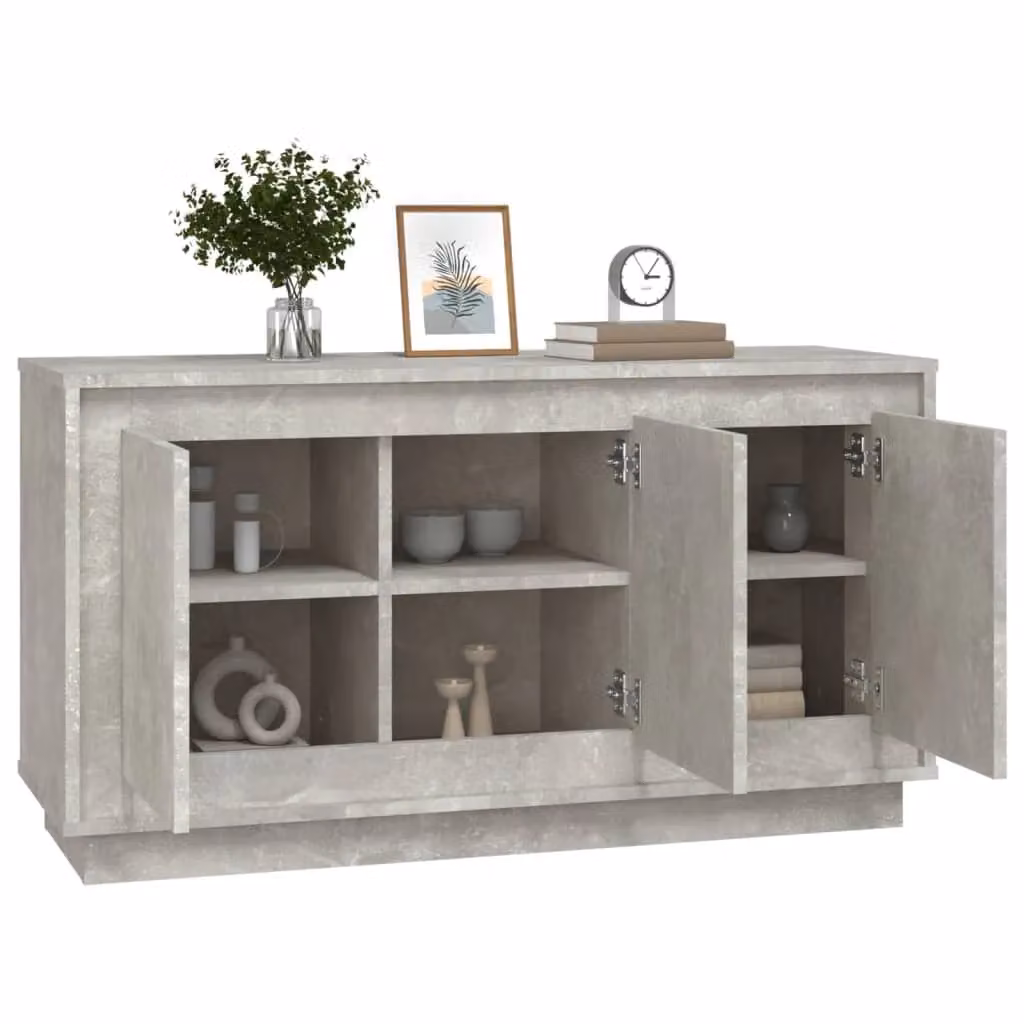 Berkfield Home Concrete Grey Sideboard in Engineered Wood, W/D/H: 102 x 35 x 55 cm – 2