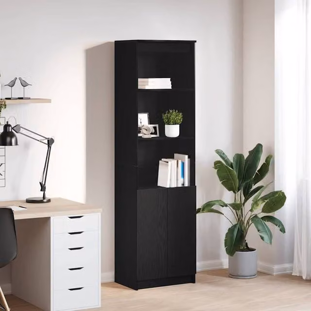 Berkfield Home Black Oak Highboard W/D/H: 50 x 35 x 180 cm