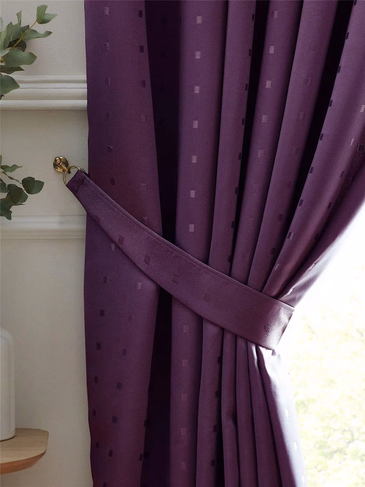 Livinluxury Purple Opaque Pencil Pleat Curtains, W: 229 cm, H: 274 cm – 3
