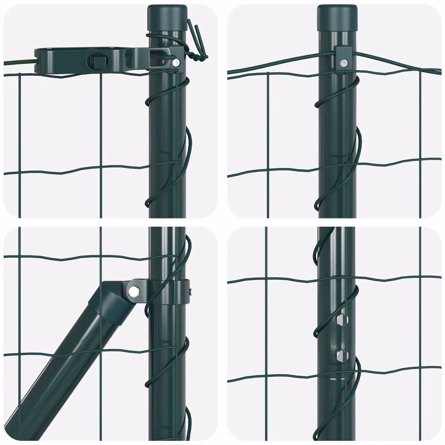 Berkfield Home Euro Fence with 7 Posts, Galvanised Steel, Green and Silver, W: 120 cm, L: 10 m – 5