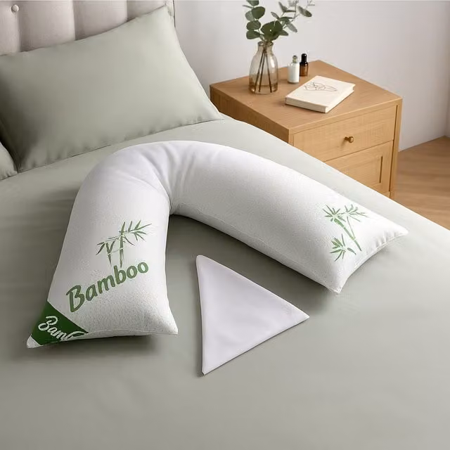 GAVENO CAVAILIA White Bamboo Memory Foam V-Pillow with Removable Cover