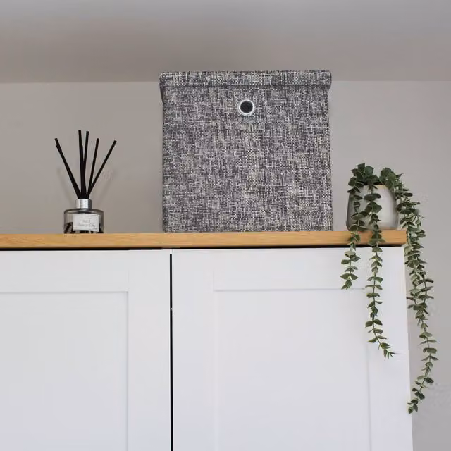 JVL Urban Square Paper Lidded Storage Basket in Grey – 4