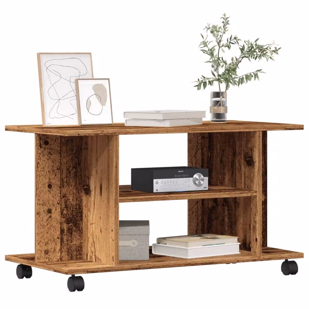 Berkfield Home TV Cabinet with Castors in Old Wood Brown, W/D/H: 80 x 40 x 45 cm – 2