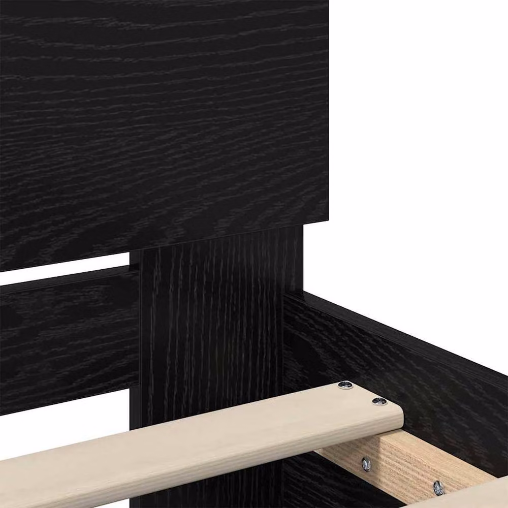 Berkfield Home Modern Bed Frame with Headboard and Under-Bed Lighting in Black Oak, W/D/H: 120 x 200 cm, Engineered Wood – 5