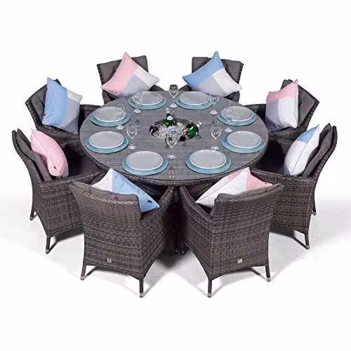 Thats Furniture Savannah 8 Seater Round Rattan Garden Dining Set with Ice Bucket Cooler in Grey – 4