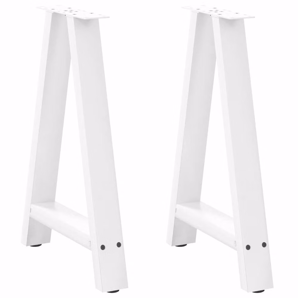Berkfield Home A-Shaped Steel Coffee Table Legs, 2 Pieces, White, W: 50 cm, H: 72-73 cm