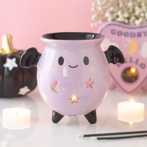 Something Different Wholesale Bat Cat Cauldron Ceramic Oil Burner in Purple – 2