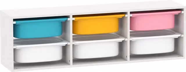 AIYAPLAY 2 Tier Low Height Kids Toy Storage Organiser with 6 Removable Bins, Multicolour