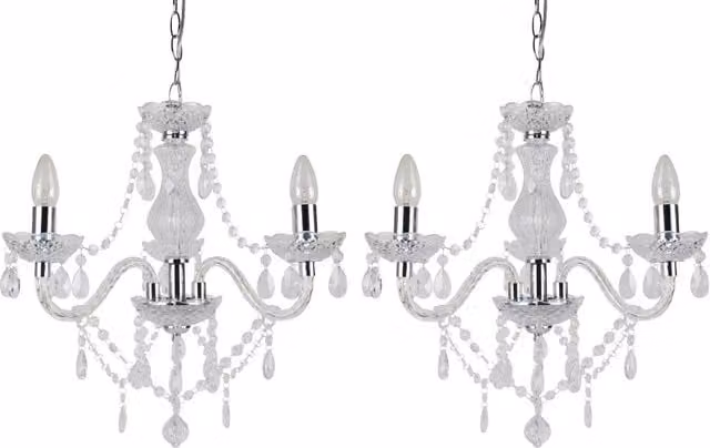 First Choice Lighting Marie Therese Style Chandelier Set of 2, Chrome and Transparent Glass, Height Adjustable and Dimmable – 1