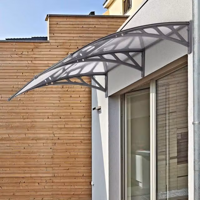 EONLION Transparent Polycarbonate Canopy Awning Outdoor Window Rain Shelter, W: 100 cm, D: 100 cm, H: 100 cm – 1