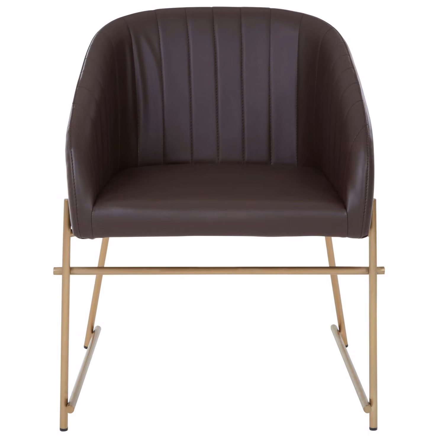 Fifty Five South Brown Faux Leather Armchair Modern Dining Chair with Armrests – 3