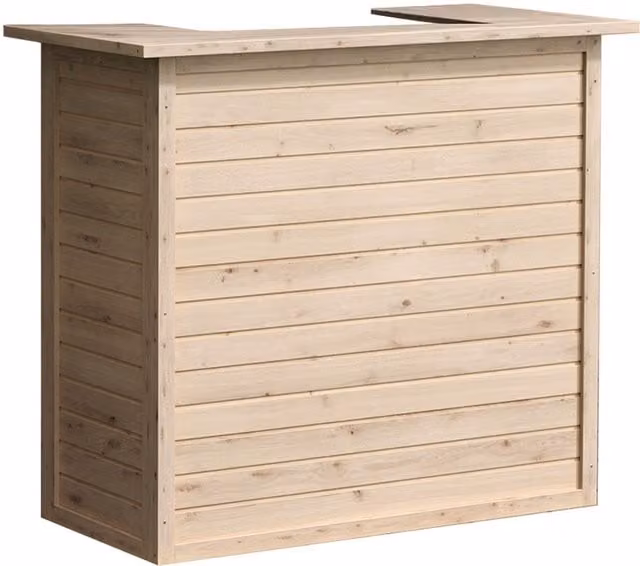 HomeScape Rustic Garden Bar with Spruce Frame and Pine Top in Natural Wood