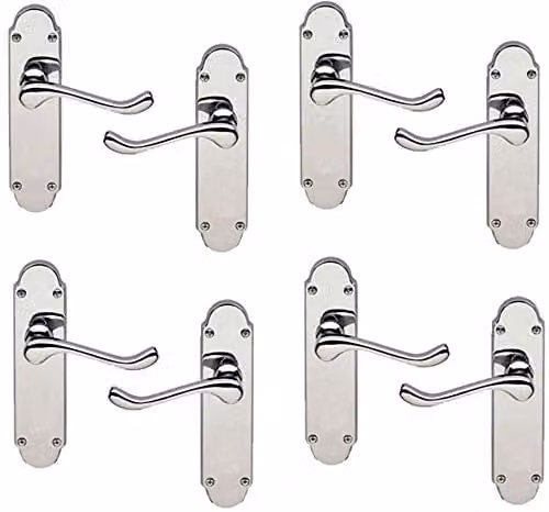 Golden Grace Epsom Victorian Scroll Door Handles in Polished Chrome, 4 Pairs
