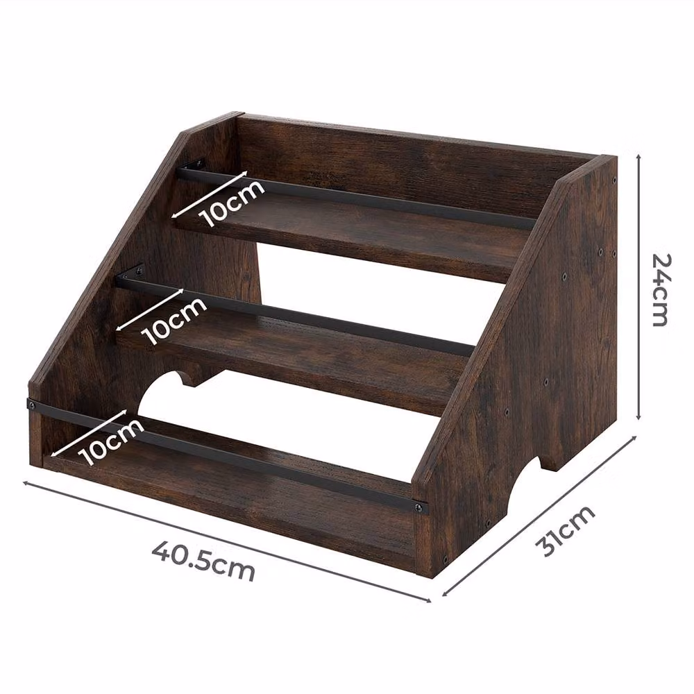 Toque Dark Brown Wooden Countertop Wine Rack and Liquor Bottle Storage Shelf – 2
