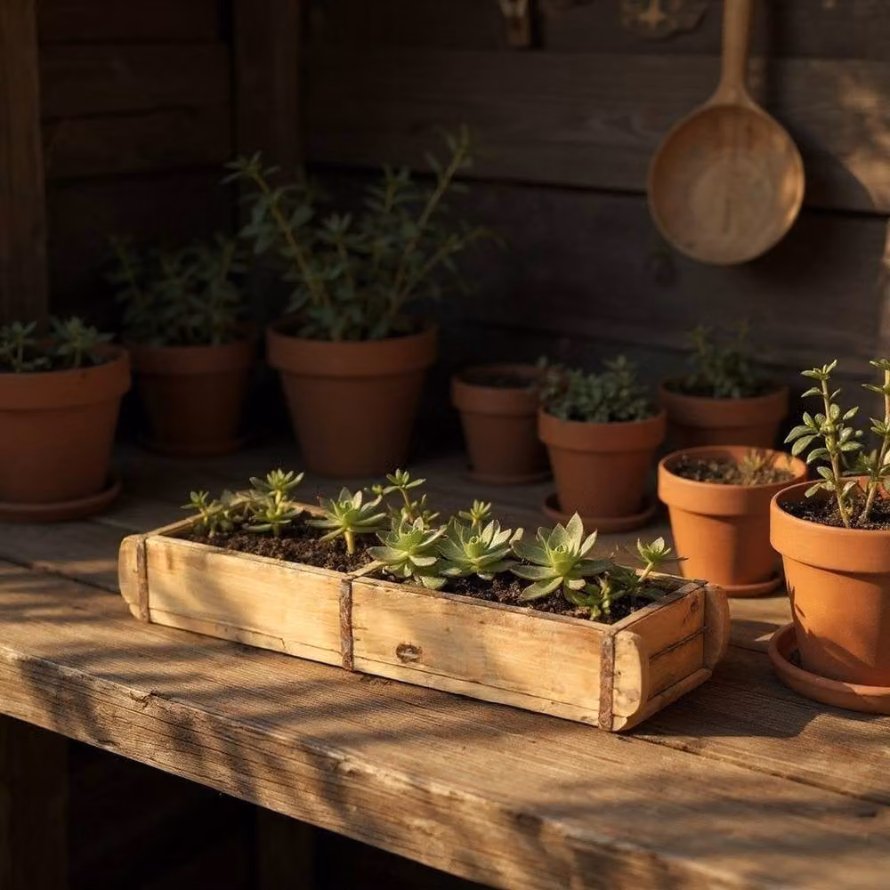Minster Double Brick Mold Wooden Planter Tub, Brown, W: 57 cm, D: 14 cm, H: 9 cm – 3