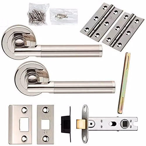 Loops Door Handle and Latch Pack in Polished and Satin Nickel Silver