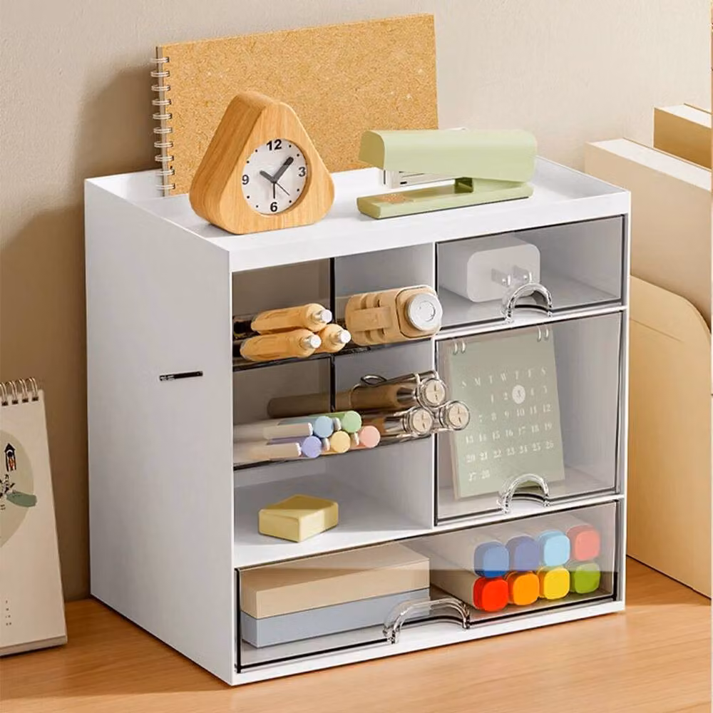 SPETLEK Cosmetic Organizer Desktop Makeup Storage Box with Drawers, White, Width: 100 cm – 2