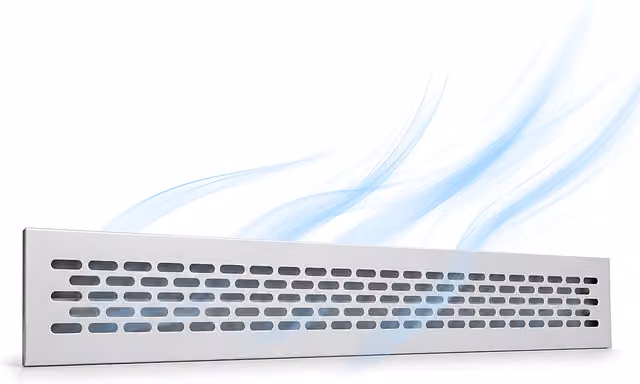 Sola Rectangular Metal Ventilation Grille in Silver Matt, W/H: 48.5 x 6 cm
