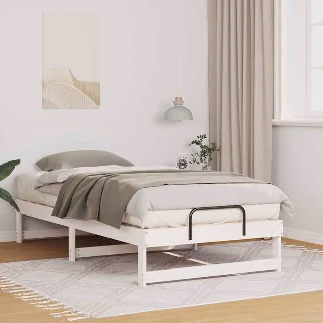 Berkfield Home Modern White Solid Pine Wood Bed Frame W/D/H: 90 x 190 cm – 1