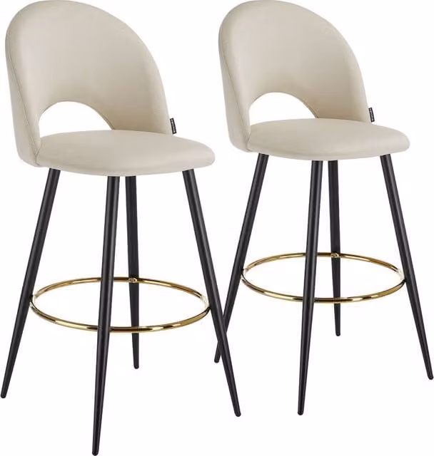 tectake Rachel Bar Stool Set of 2 in Cream and Black – 1