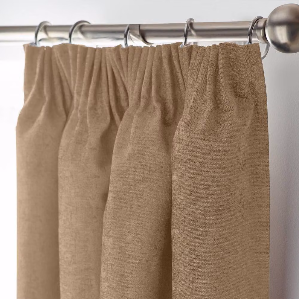 Luxury Living Beige Chenille Blackout Pencil Pleat Curtains, Width: 117 cm, Drop: 229 cm – 2