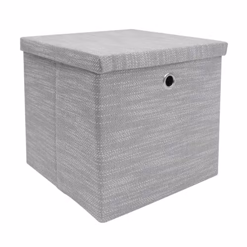 JVL Serena Foldable Fabric Storage Box with Lid, Grey, W/D/H: 30.0 x 28.0 x 30.0 cm