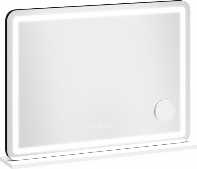 HOMCOM White LED Vanity Mirror with Dimmable RGB Lights and Bluetooth Speaker