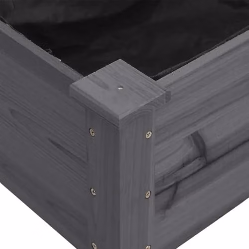 vidaXL Wheeled Planter with Liner in Grey Solid Wood, W: 118 cm, D: 59 cm, H: 80 cm – 3