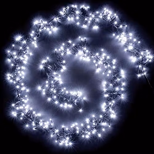 Shatchi 960 LED Christmas Tree Cluster Lights with Timer and Controller, Cool White on Green Cable – 2