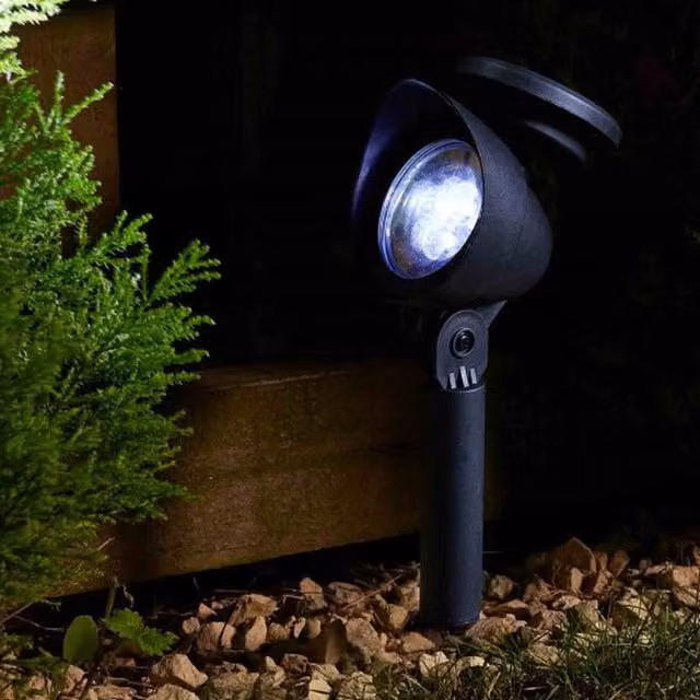 Garden Mile Set of 4 Adjustable Solar LED Spotlight Stakes in Black