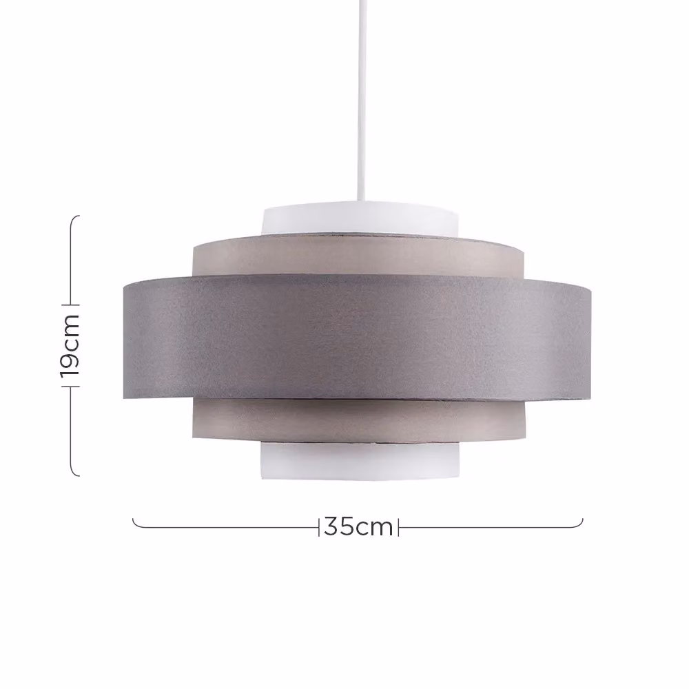 ValueLights Modern Grey Fabric Cylinder Ceiling Pendant Shade W/D/H: 19.0 x 35.0 x 60.0 cm – 2