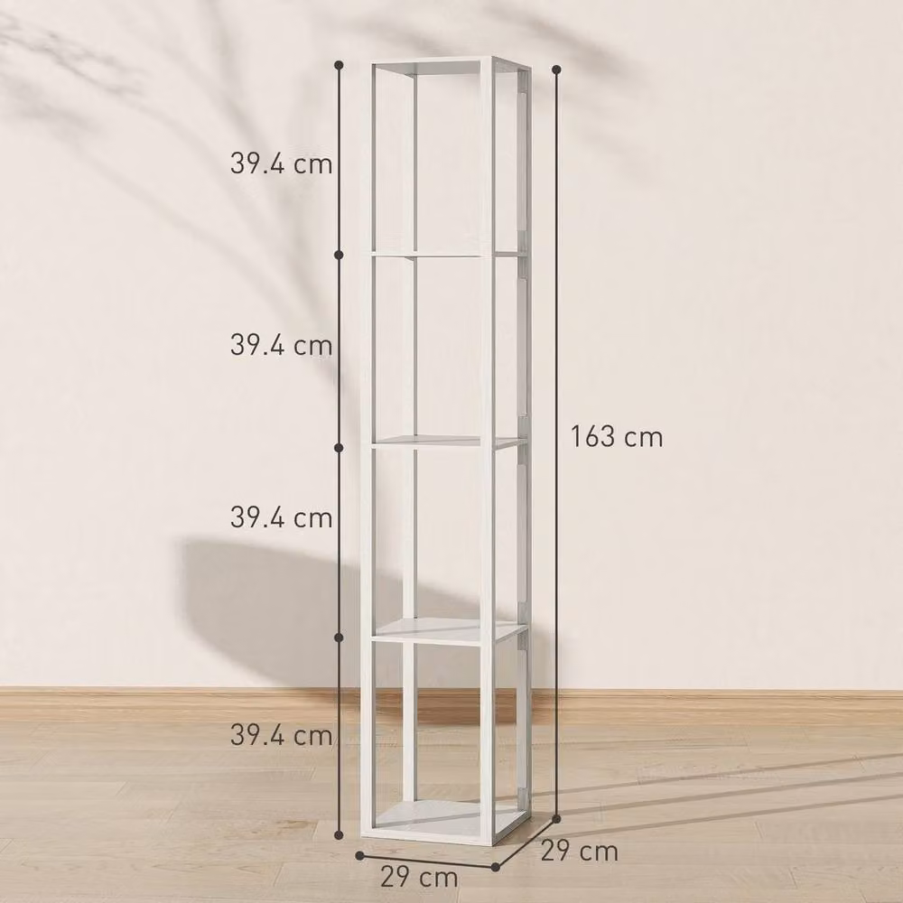 EONLION Oak Floor Lamp with 4-Layer Shelving and Dimmable LED Light in Light Oak, H 163 x W 29 x D 29 cm – 2