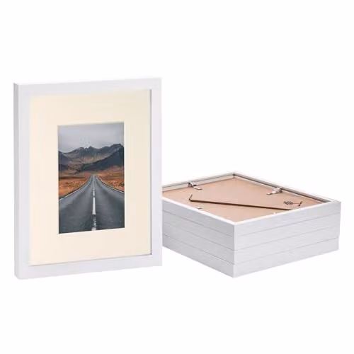 Nicola Spring Pack of 5 White Rectangular Photo Frames with Glass Aperture for Hanging or Display