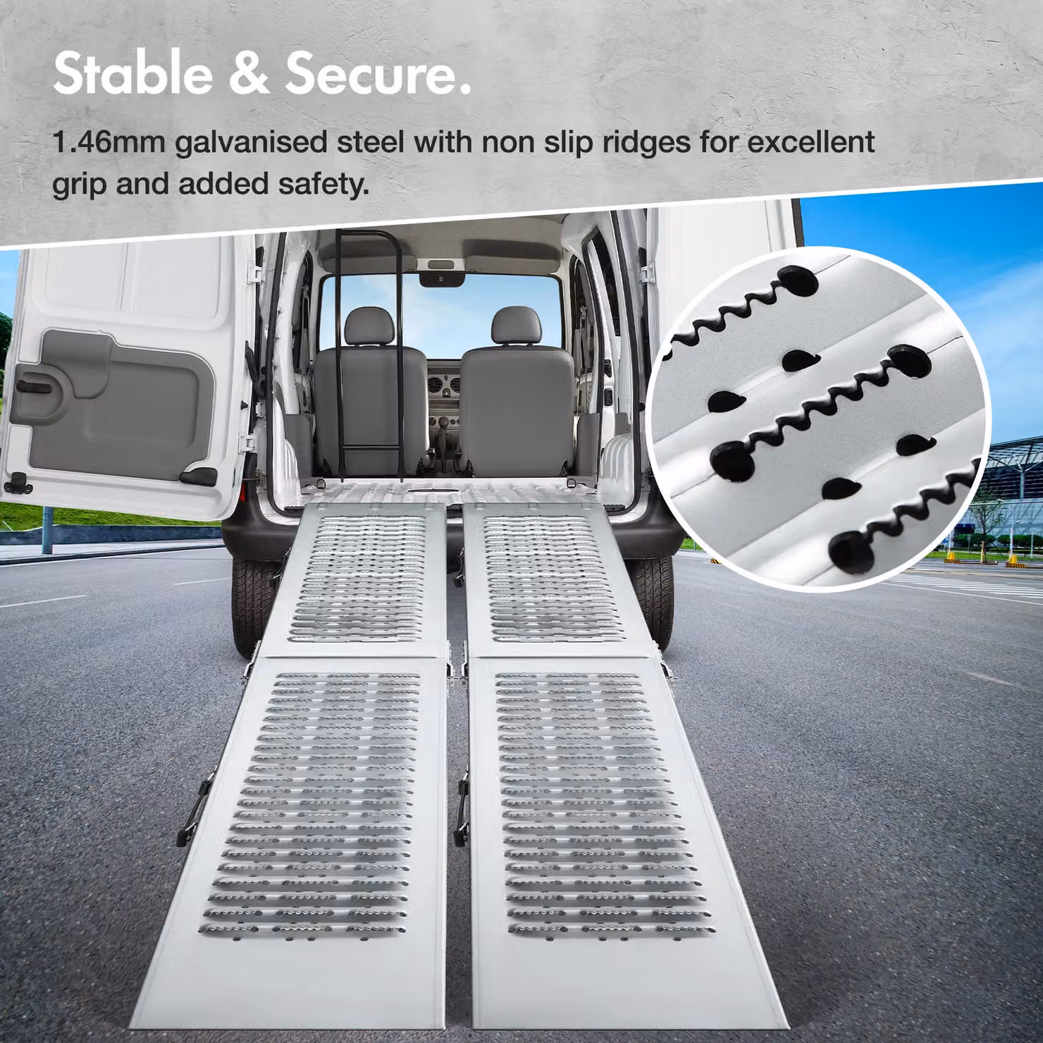 VonHaus Heavy Duty Steel Folding Loading Ramps, Grey, W: 22 cm, L: 160 cm – 2