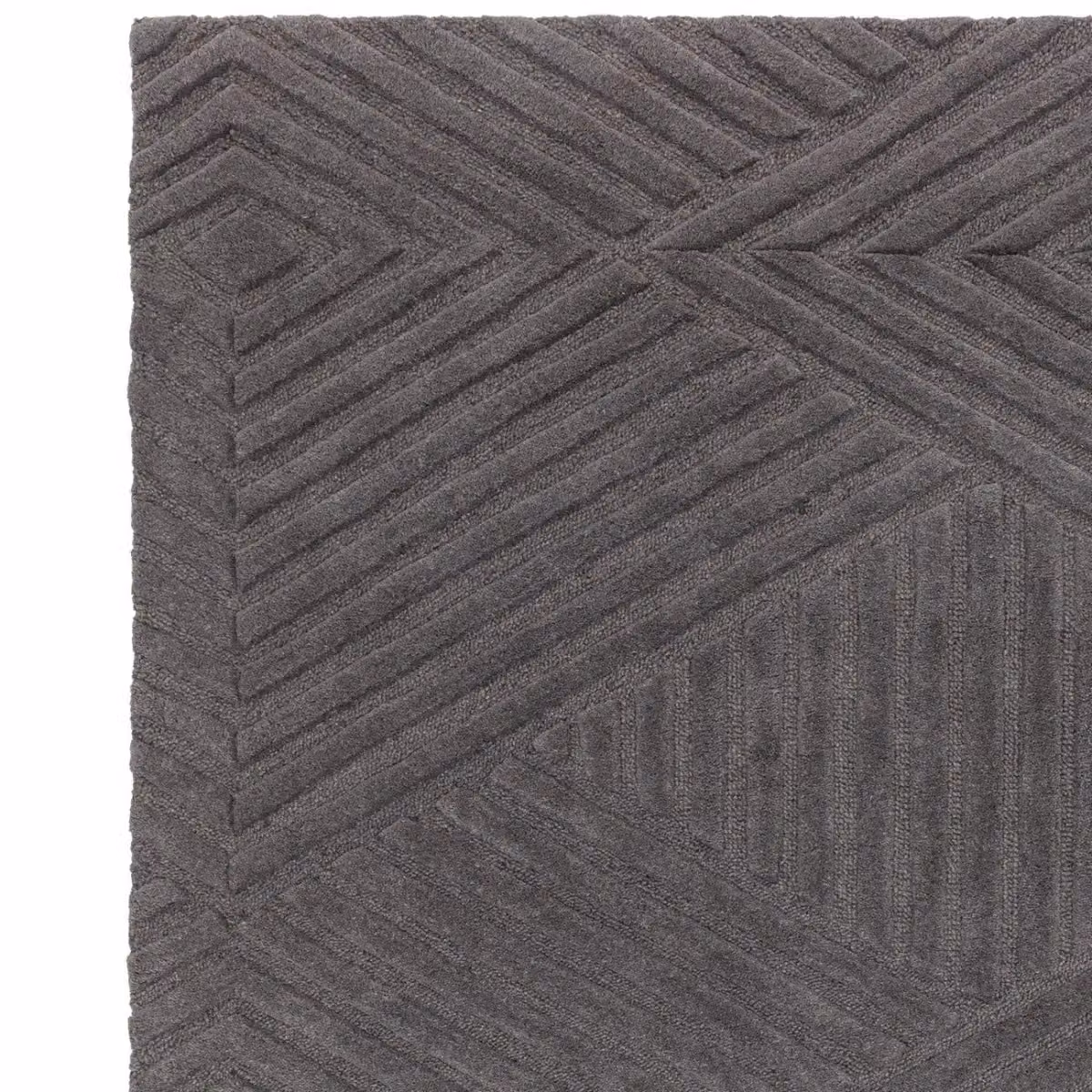 The Rug Shop UK Hand-Knotted Modern Geometric Wool Area Rug in Grey, W: 200 cm, D: 290 cm – 2