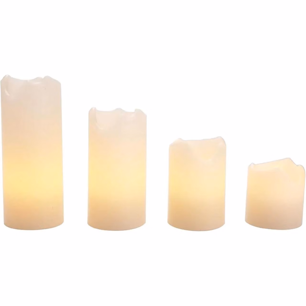mysmartbuy Set of 4 Real Wax LED Pillar Candles with Flickering Light, Cream – 2
