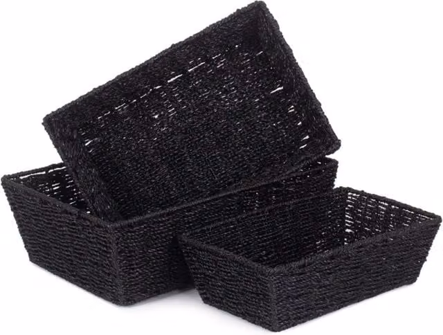 Red Hamper Black Rectangular Paper Rope and Metal Tray, Diameter: 31 cm