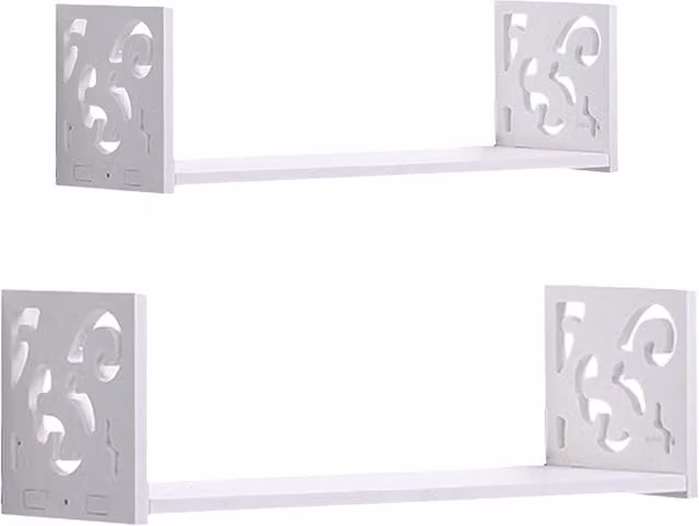 Garden Sanctuary Modern Set of 2 White Matt U-Shaped Wall Mounted Floating Shelves