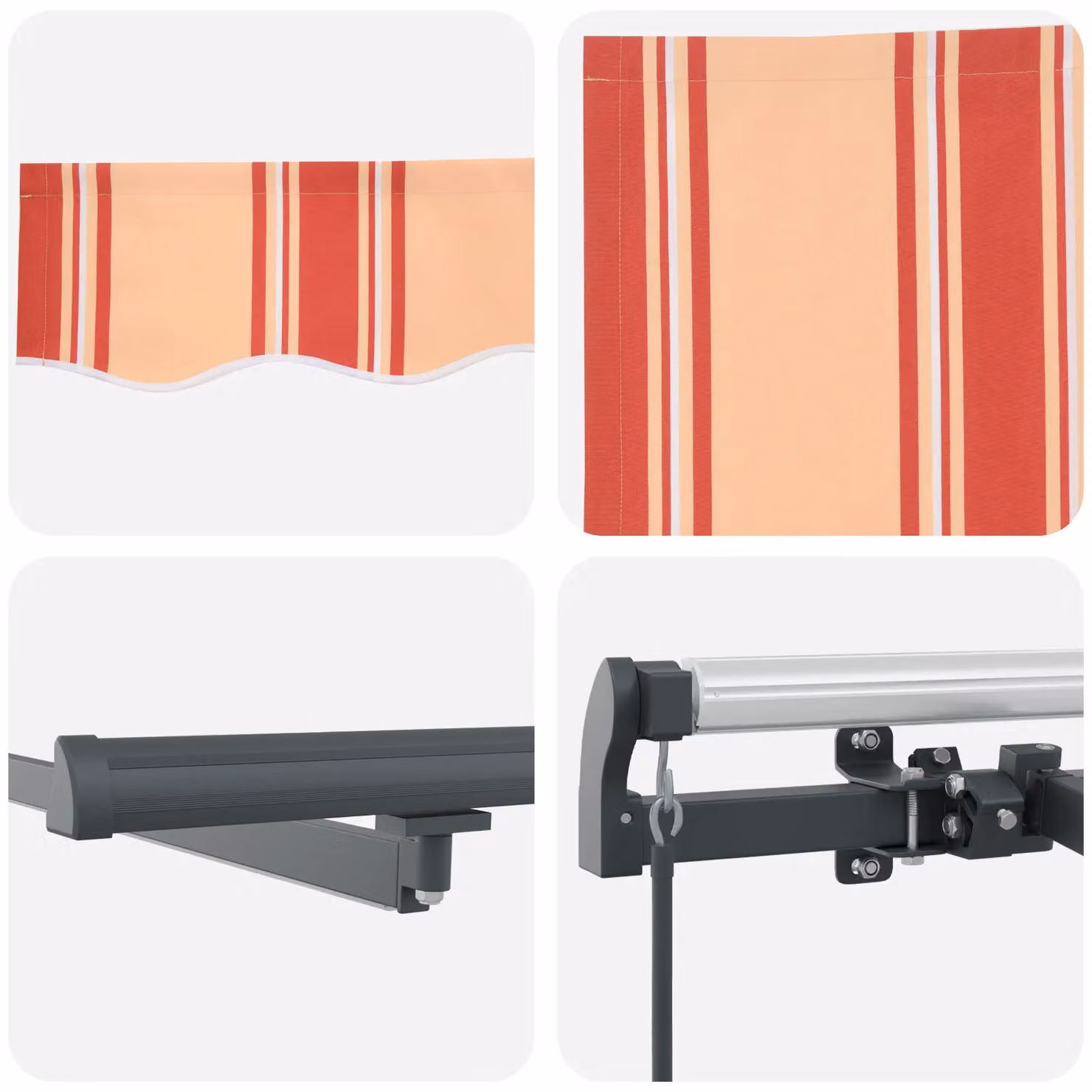 Berkfield Home Manual Retractable Wall-Mounted Awning with LED, Yellow and Orange Striped Polyester, W: 500 cm, D: 300 cm – 3